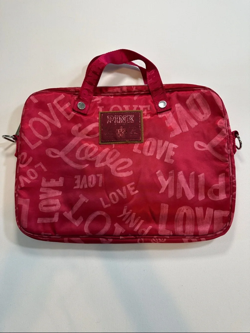 PINK Victoria's Secret Red Nylon 'Love' Laptop Bag